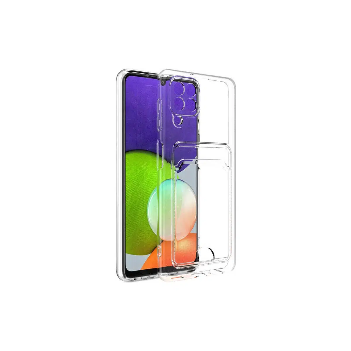 Galaxy A22 4g Kılıf Kartlıklı Şeffaf Zore Setra Clear Silikon Kap