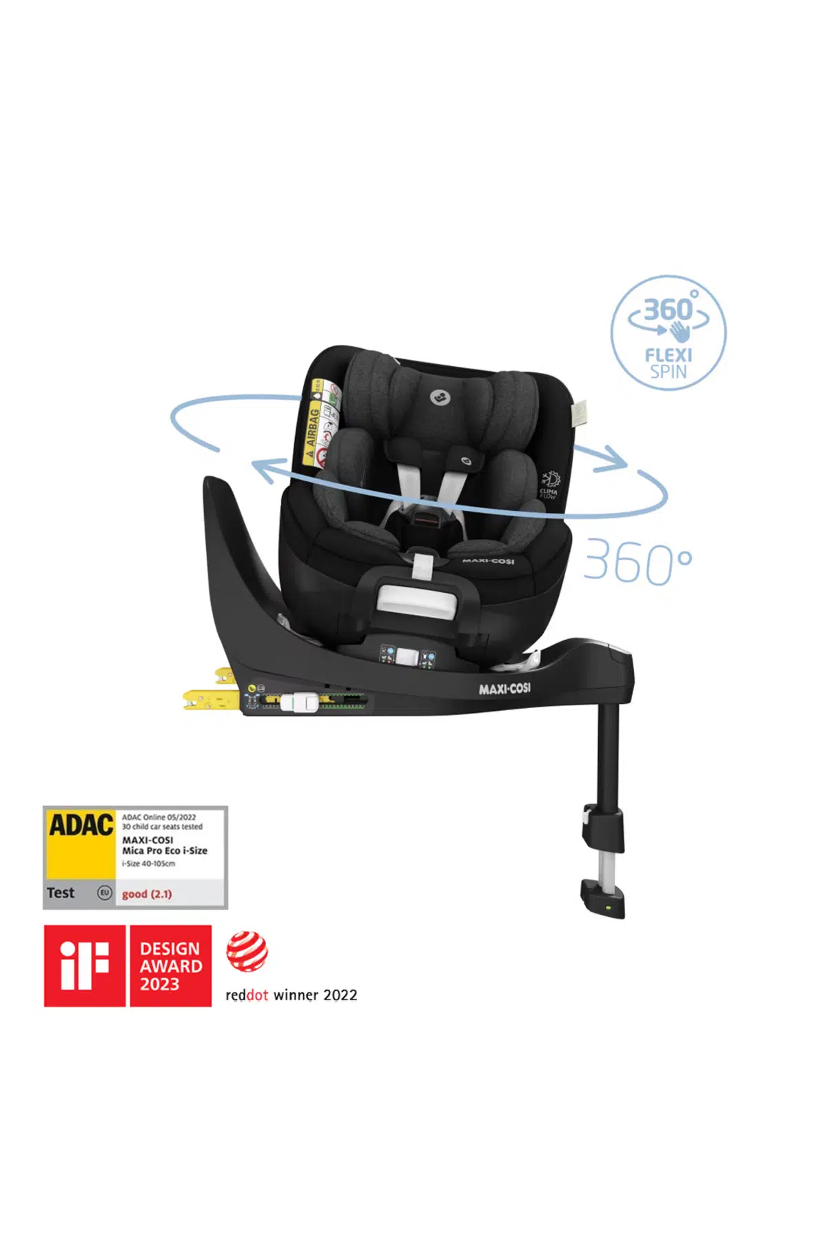 Maxi-Cosi Mica Pro Eco I-Size ADAC'lı İsofix'li 360 Dönebilir Yatabilir 0-18 Kg Bebek Oto Koltuğu