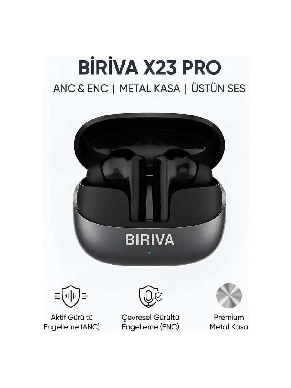 X23 Pro Anc+Enc Kablosuz Bluetooth Kulaklık Siyah (METAL KASA)
